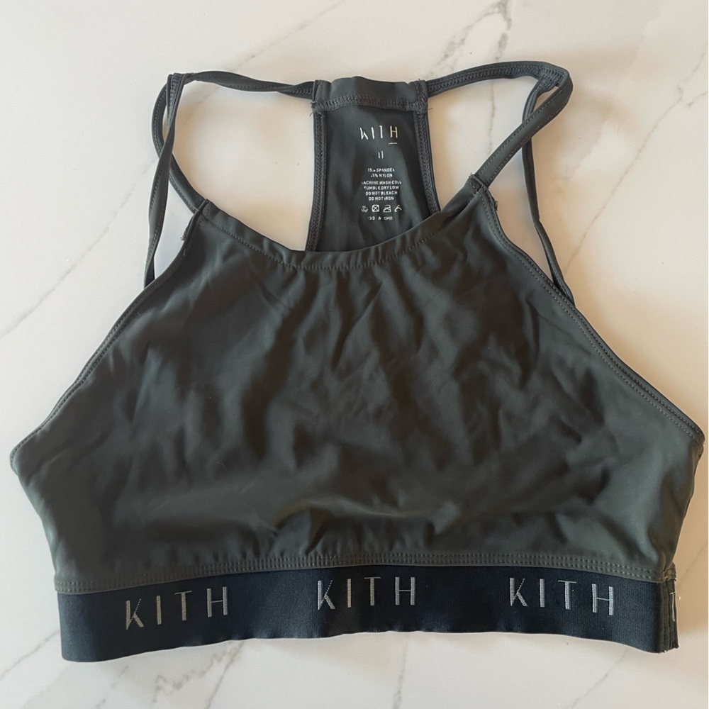 Kith woman’s sports bra charcoal / green